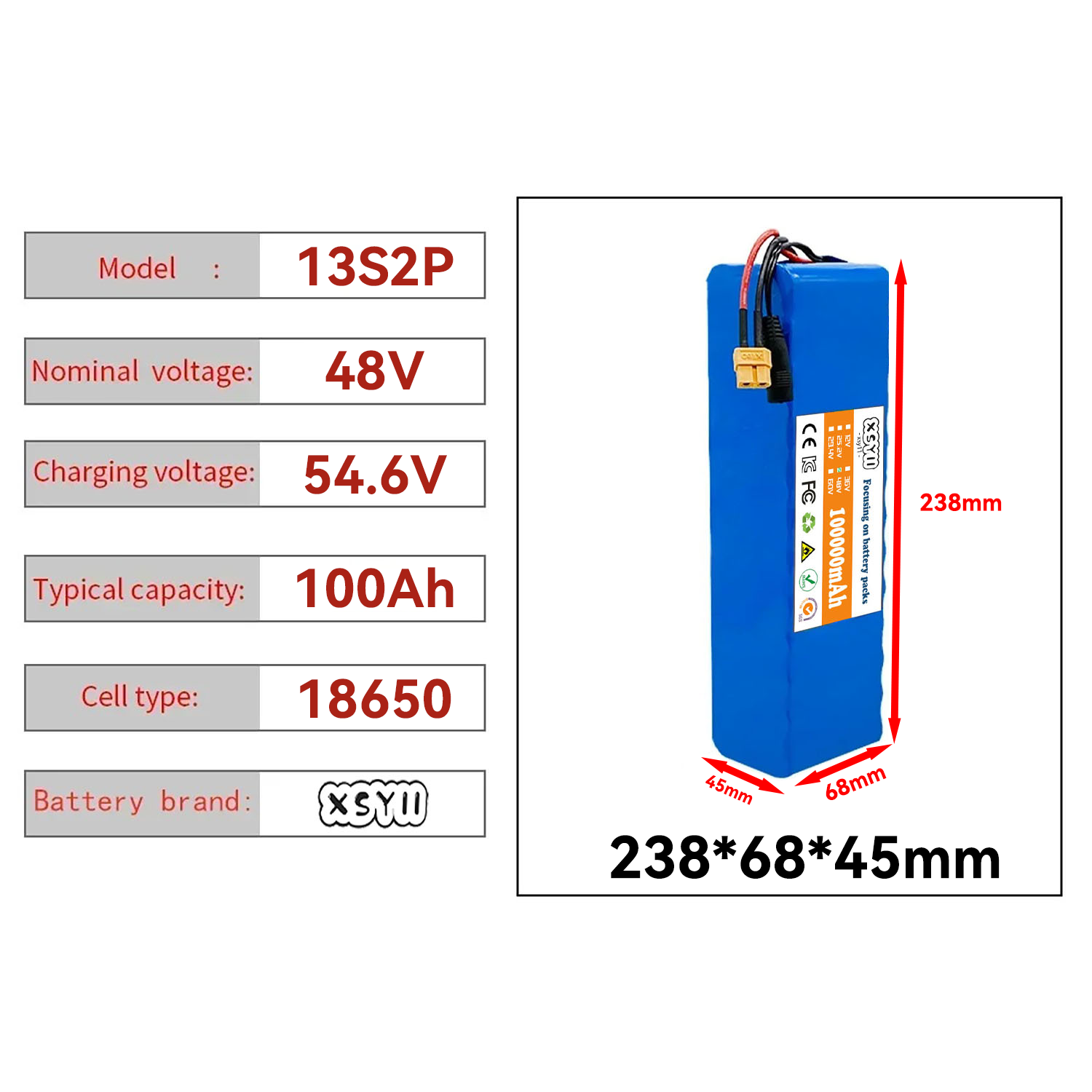 13S2P 48 V 100Ah High Power 18 - 60V 30Ah Electric Scooter Battery recensie en prijs